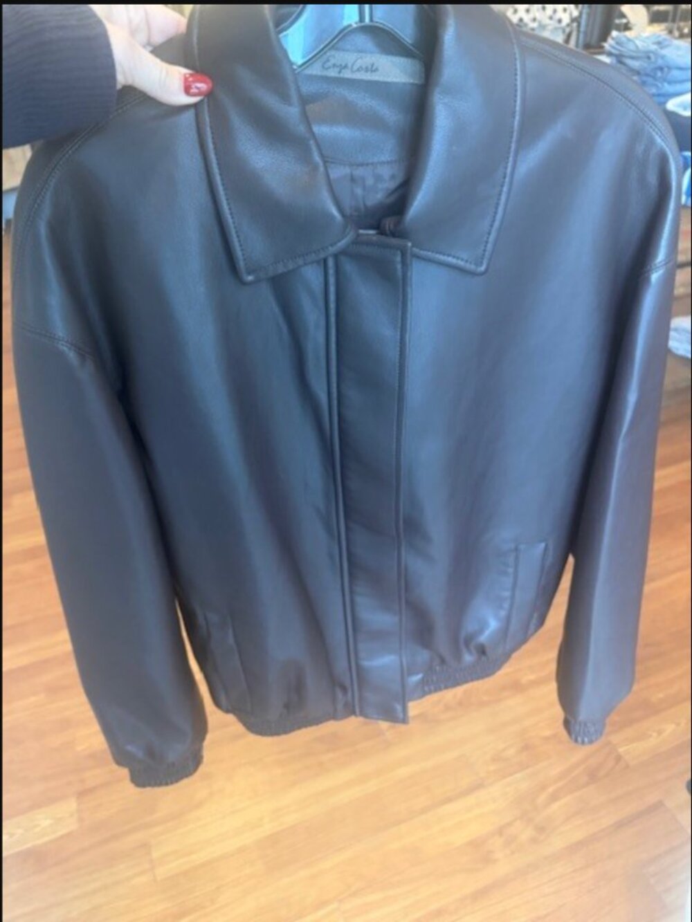 NEW ENZA COSTA bomber leather jacket in dark brown - Picture 7 of 9